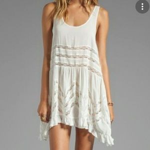 FREE PEOPLE TRAPEZE slip DRESS Voile White Lace